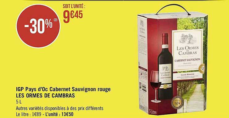 igp pays d'oc cabernet sauvignon rouge les ormes de cambras