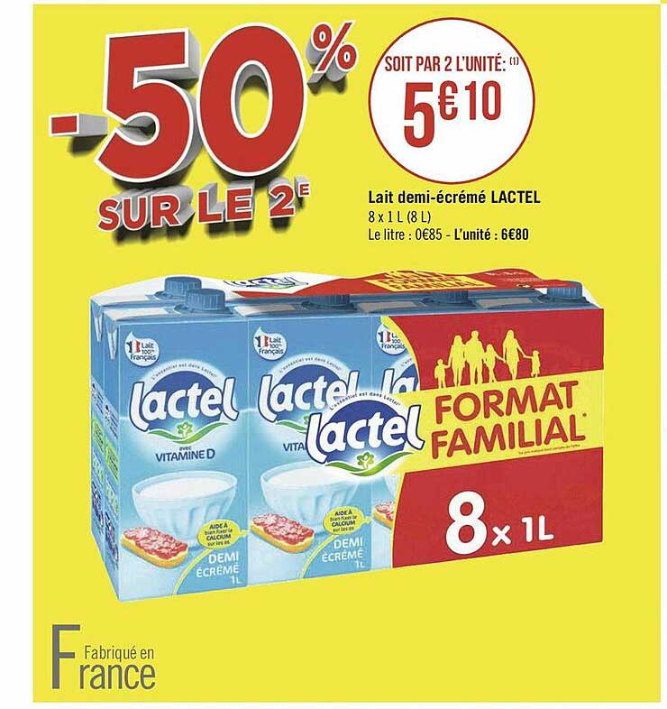 lait demi-écrémé lactel