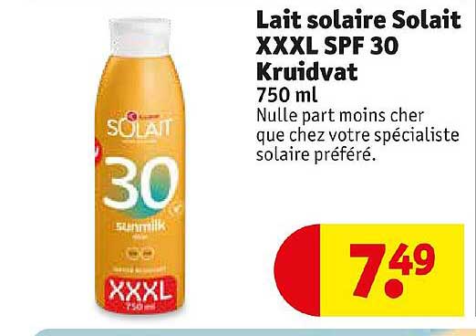 lait solaire solait xxxl spf 30 kruidvat
