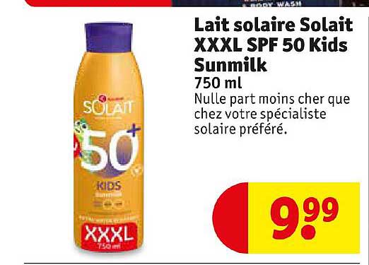 lait solaire solait xxxl spf 50 kids sunmilk