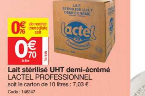 lait stérilisé uht demi-écrémé lactel professionnel