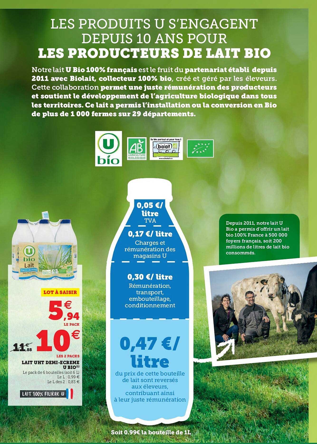 lait uht demi-écrémé u bio