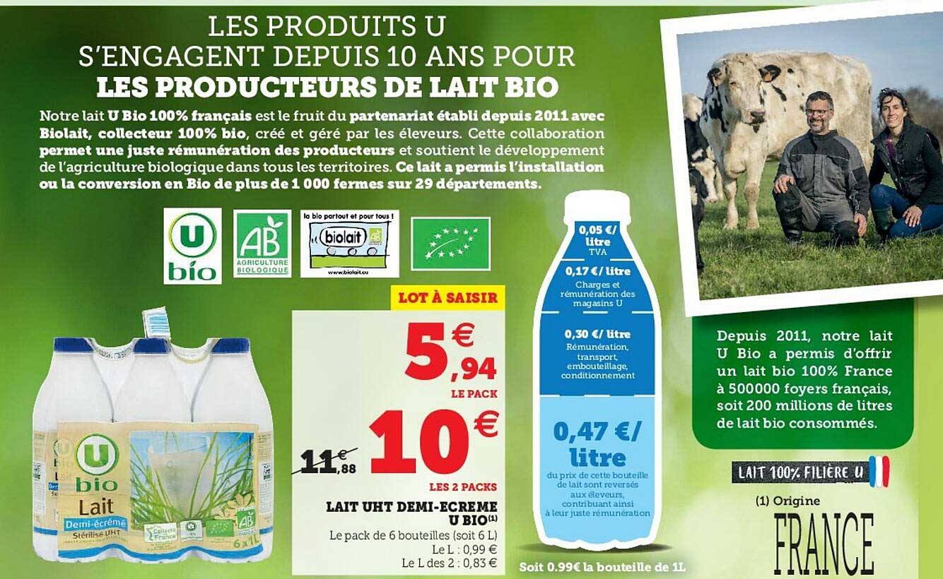 lait uht demi-écrémé u bio