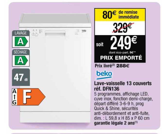 lave-vaisselle 13 couverts réf. dfn136 beko