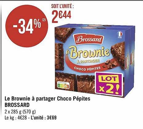 le brownie à partager choco pépites brossard