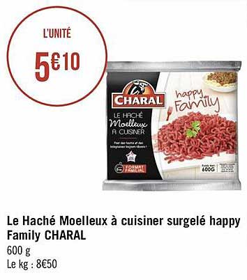 le haché moelleux à cuisiner surgelé happy family charal