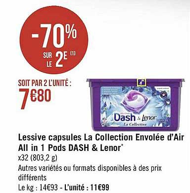 lessive capsules la collection envolée d'air all in 1 pods dash & lenor