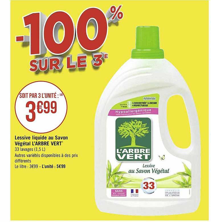 lessive liquide au savon végétal l'arbre vert