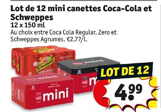 lot de 12 mini canettes coca-cola et schweppes