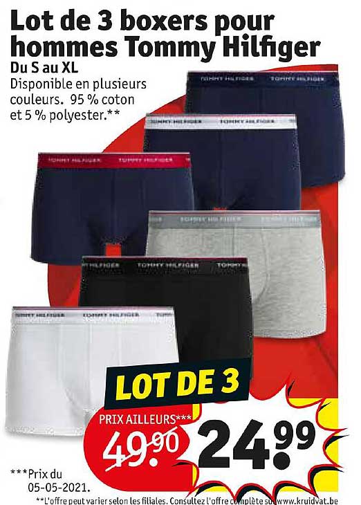 lot de 3 boxers pour hommes tommy hilfiger