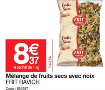 mélange de fruits secs avec noix frit ravich