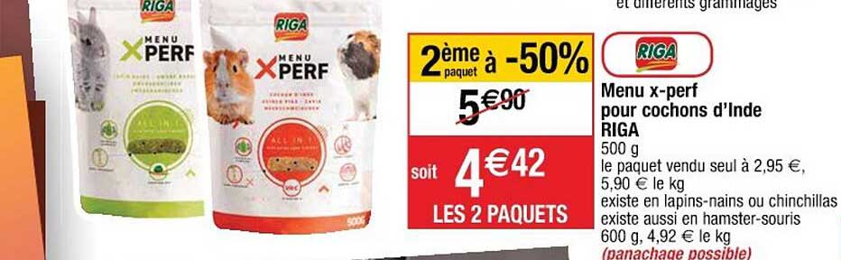 menu x-perf pour cochons d'inde riga 2ème paquet à -50%
