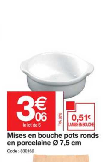mises en bouche pots ronds en porcelaine ø 7.5 cm
