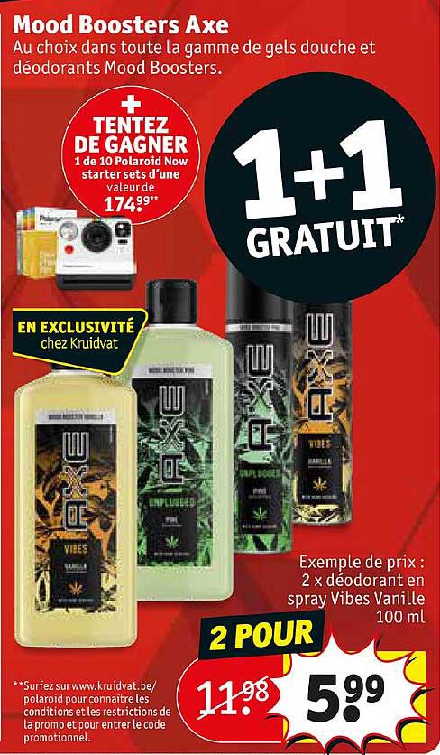 mood boosters axe 1+1 gratuit