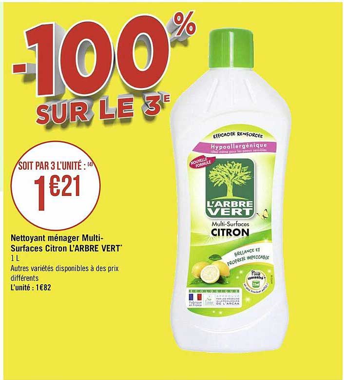 nettoyant ménager multi-surfaces citron l'arbre vert