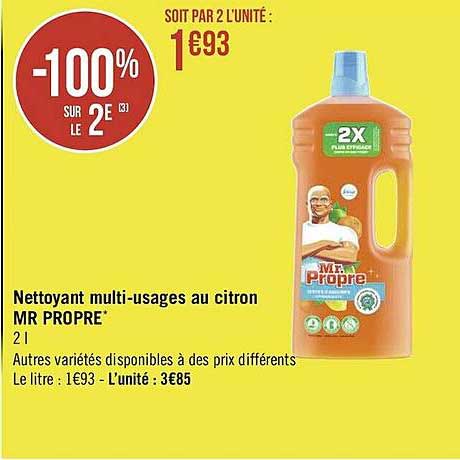 nettoyant multi-usages au citron mr propre -100% sur le 2e