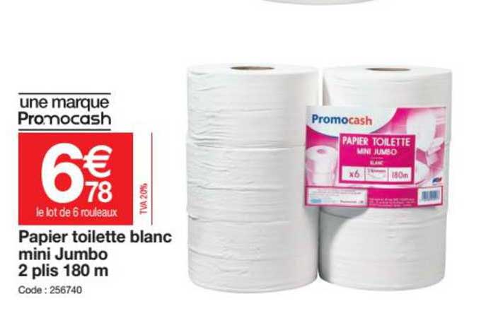 papier toilette blanc mini jumbo 2 plis 180 m