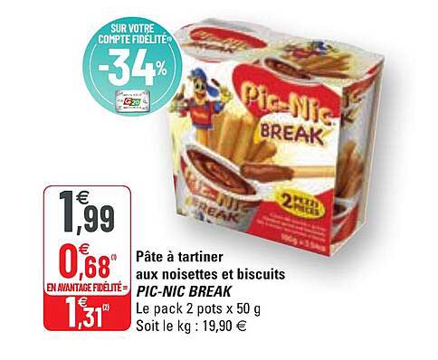 pâte à tartiner aux noisettes et biscuits pic-nic break