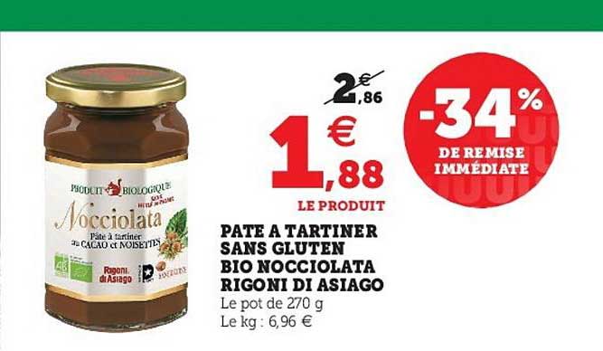Pâte à Tartiner Sans Gluten Bio Nocciolata Rigo Di Asiago -34% De Remise Immédiate
