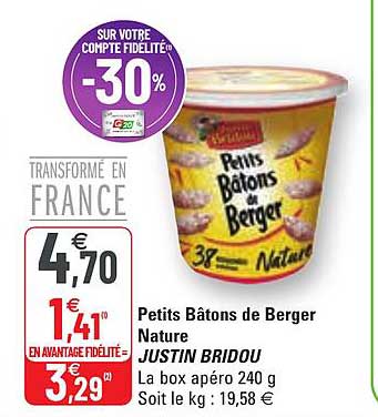 petits bâtons de berger nature justin bridou