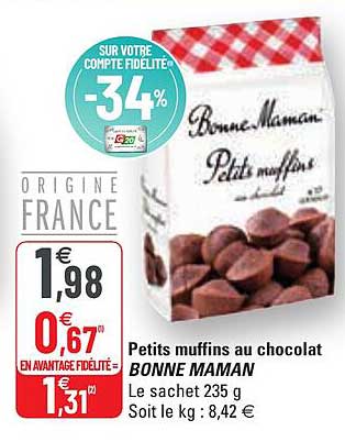 petits muffins au chocolat bonne maman