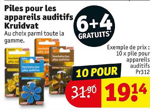 piles pour les appareils auditifs kruidvat
