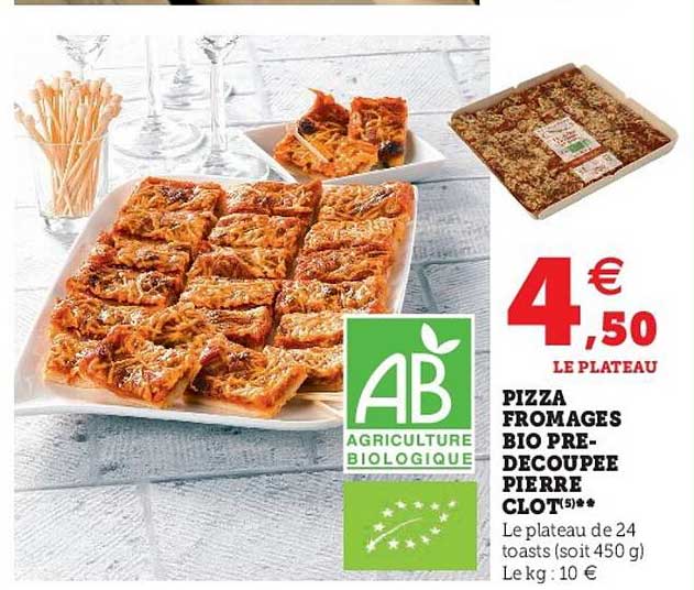 pizza fromages bio pre-découpée pierre clot