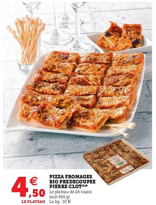 pizza fromages bio predécoupée pierre clot