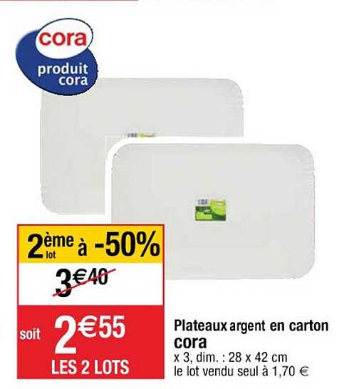 Plateaux Argent En Carton Cora 2ème Lot à -50%