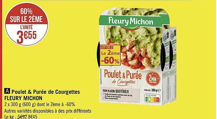 poulet & purée de courgettes fleury michon