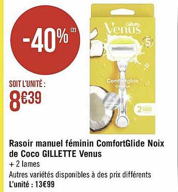 rasoir manuel féminin comfortglide noix de coco gillette venus