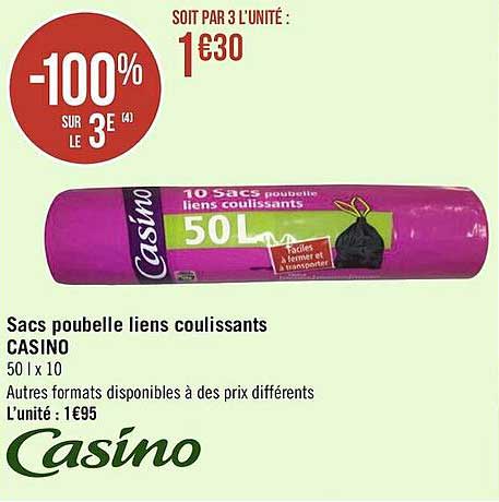 sacs poubelle lien coulissants casino