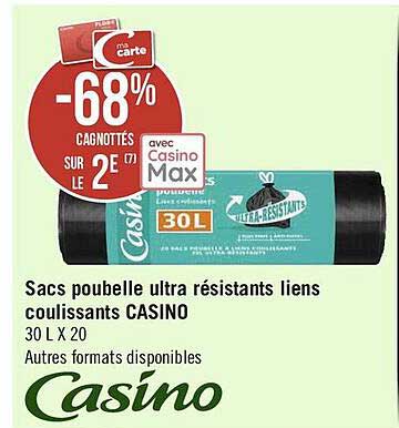 sacs poubelle ultra résistants liens coulissants casino