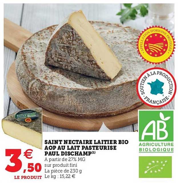 saint nectaire laitier bio aop au lait pasteurisé paul dischamp
