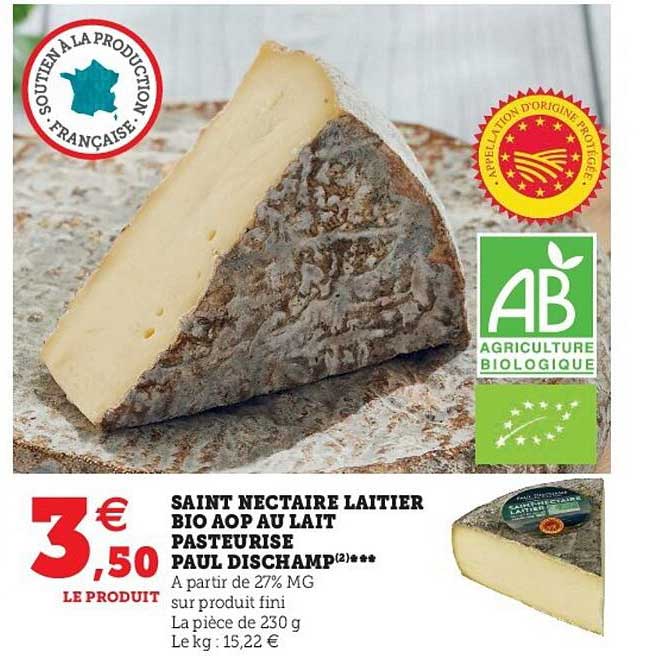 saint nectaire laitier bio aop au lait pasteurisé paul dischamp