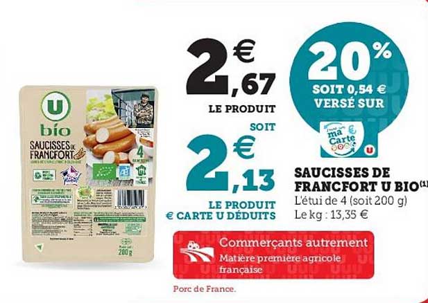 Saucisses De Francfort U Bio
