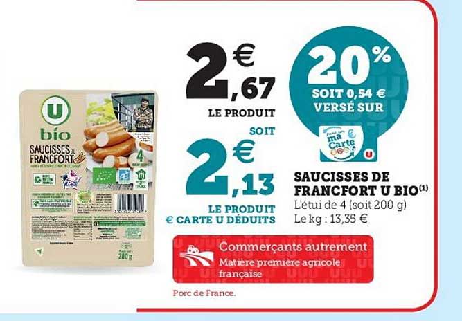 saucisses de francfort u bio