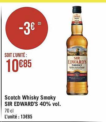 scotch whisky smoky sir edward's 40% vol.