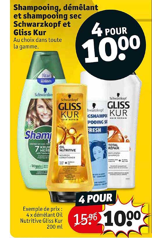 shampooing démêlant et shampooing sec schwarkopf et gliss kur