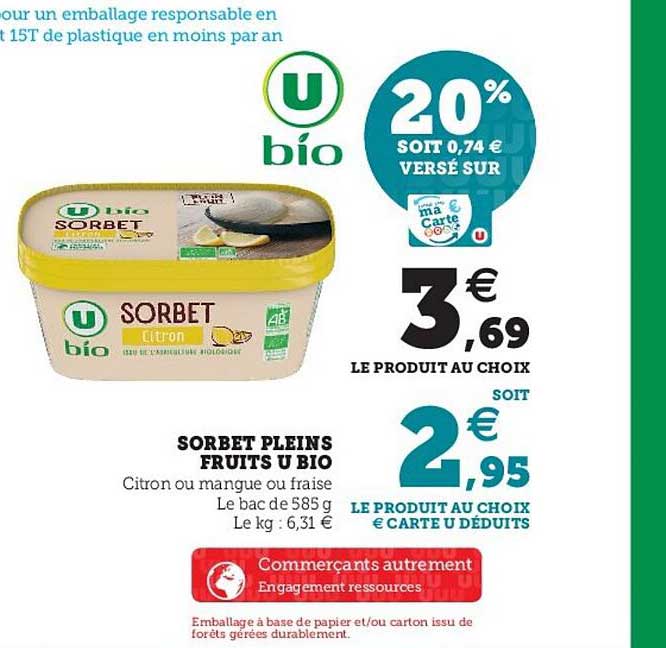Sorbet Pleins Fruits U Bio