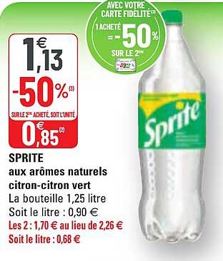 sprite aux arômes naturels citron-citron vert