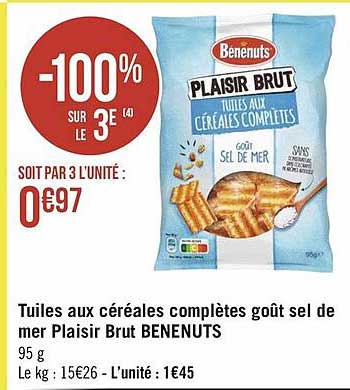 Tuiles Aux Céréales Complètes Goût Sel De Mer Plaisir Brut Bénenuts