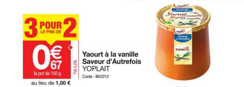 yaourt à la vanille saveur d'autrefois yoplait