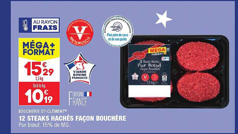 12 steak hachés façon bouchère boucherie st-clément