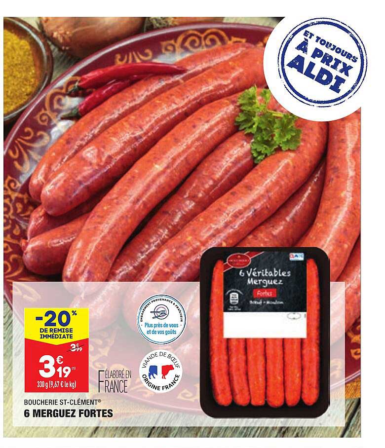 6 merguez fortes boucherie st-clément