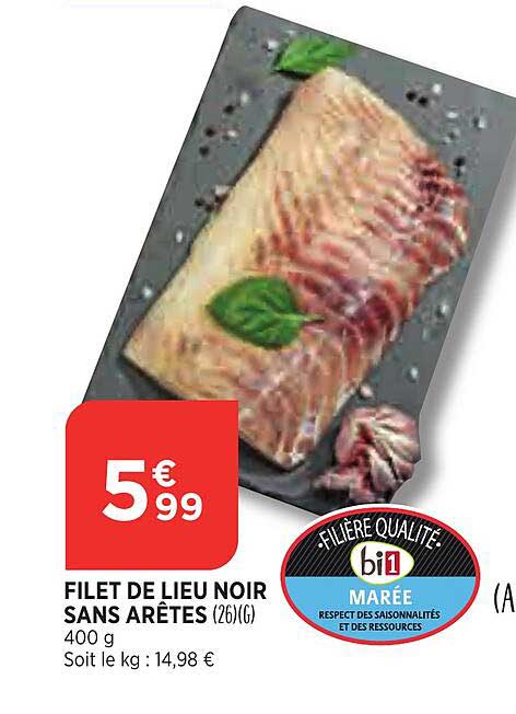 Filet De Lieu Noir Sans Arêtes