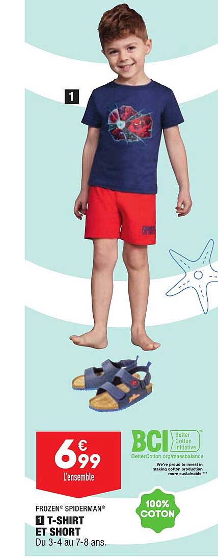 t-shirt et short frozen, spiderman