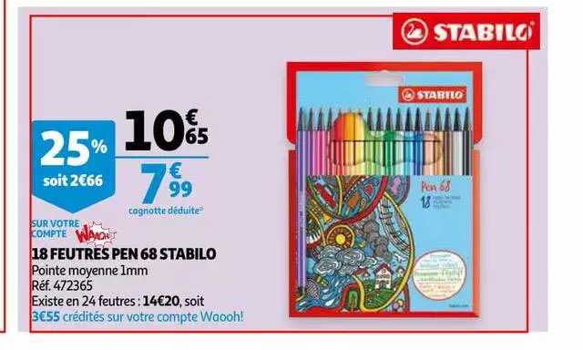 18 feutres pen 68 stabilo