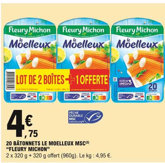 20 bâtonnets le moelleux msc "fleury michon"