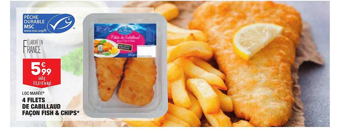 4 filets de cabillaud façon fish & chips loc marée